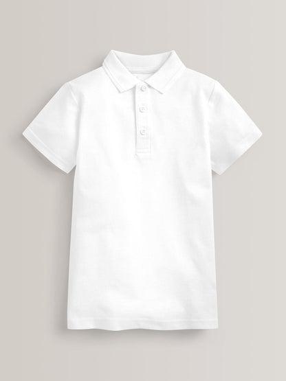 Dsiney Kidz - White Easy Fastening School 100% Cotton Polo Shirts 2 Pack (3-16yrs) image 5