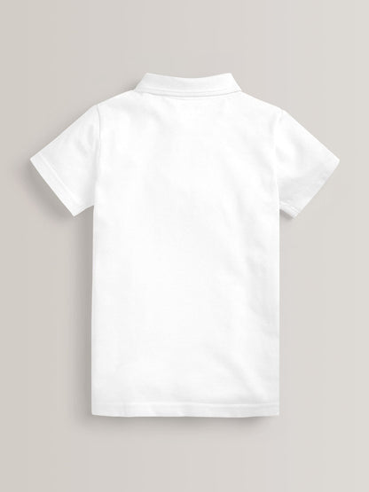 Dsiney Kidz - White Easy Fastening School 100% Cotton Polo Shirts 2 Pack (3-16yrs) image 6
