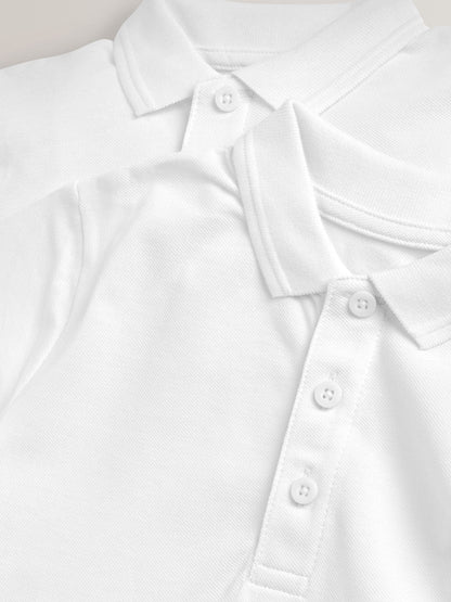Dsiney Kidz - White Easy Fastening School 100% Cotton Polo Shirts 2 Pack (3-16yrs) image 7
