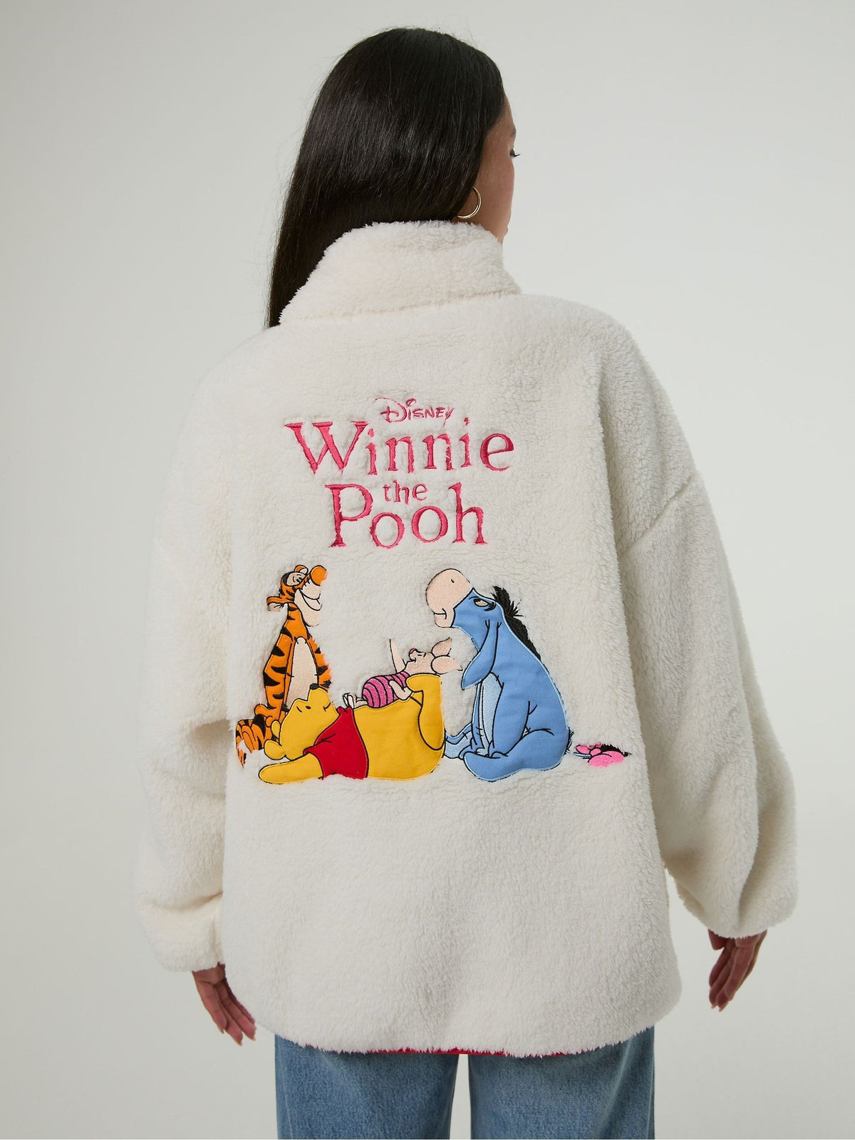 Skinnydip White Disney Winnie the Pooh Embroidered Fleece Jacket - image 3