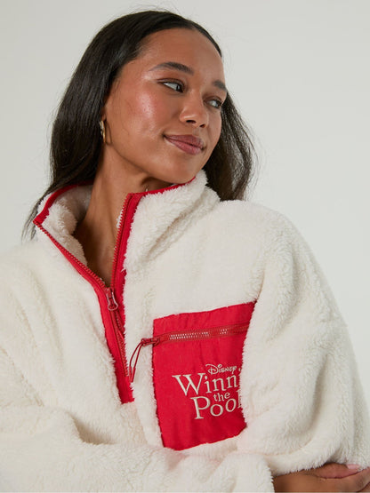 Skinnydip White Disney Winnie the Pooh Embroidered Fleece Jacket - image 4
