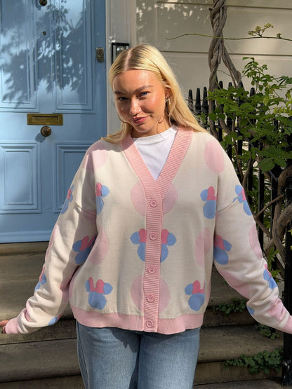 Skinnydip Cream Disney Minnie Mouse Head Polka Dot Knitted Cardigan - image 1