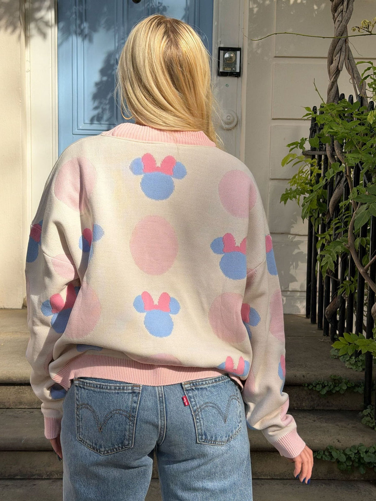 Skinnydip Cream Disney Minnie Mouse Head Polka Dot Knitted Cardigan - image 2
