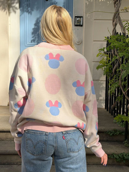 Skinnydip Cream Disney Minnie Mouse Head Polka Dot Knitted Cardigan - image 2