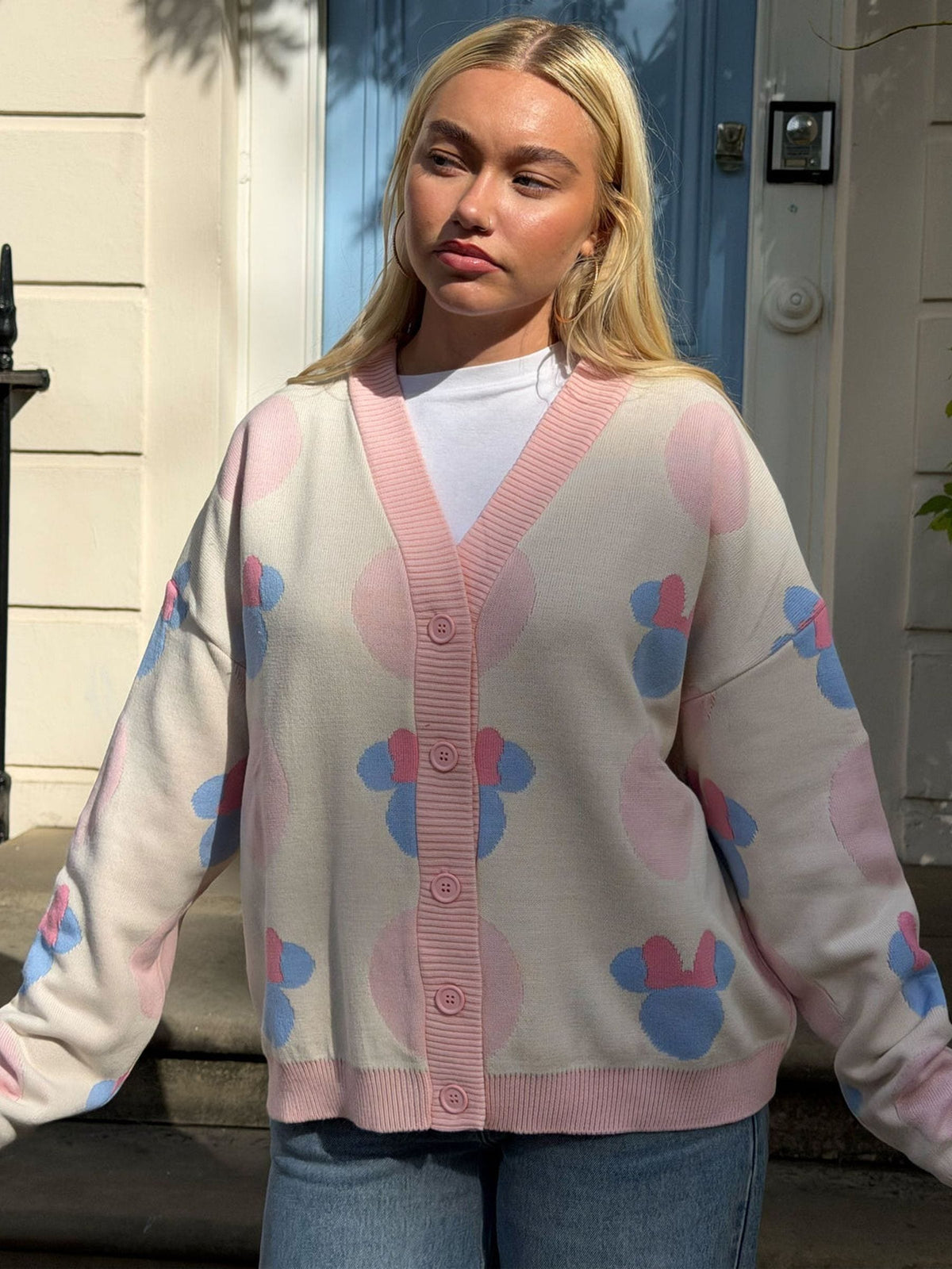 Skinnydip Cream Disney Minnie Mouse Head Polka Dot Knitted Cardigan - image 5