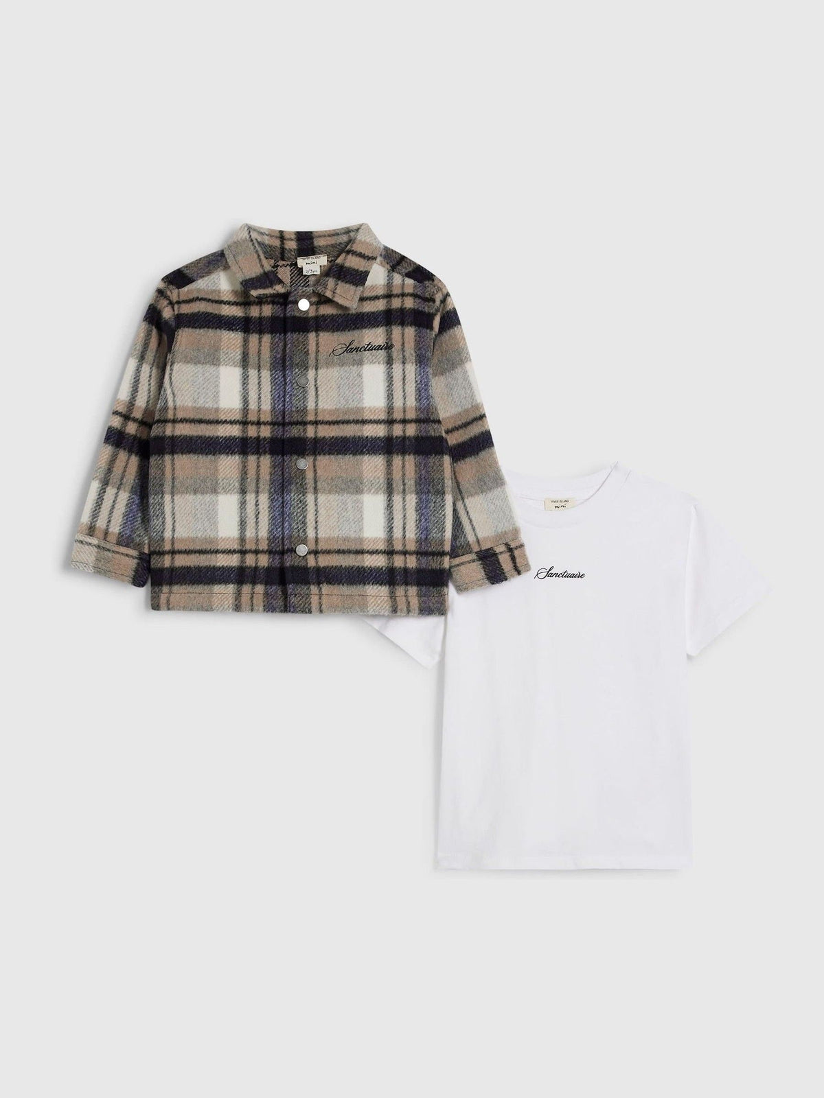 River Island Cream Check Shacket with Zip - image 1