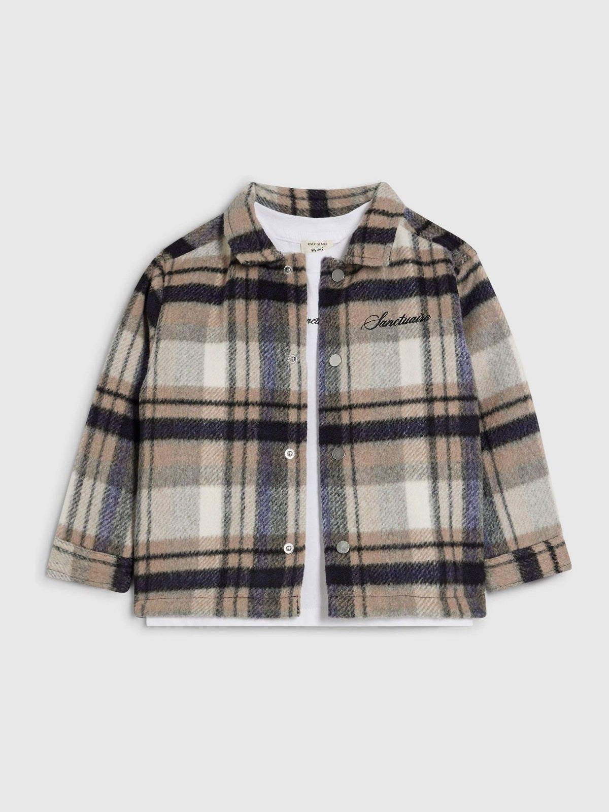 River Island Cream Check Shacket with Zip - image 3