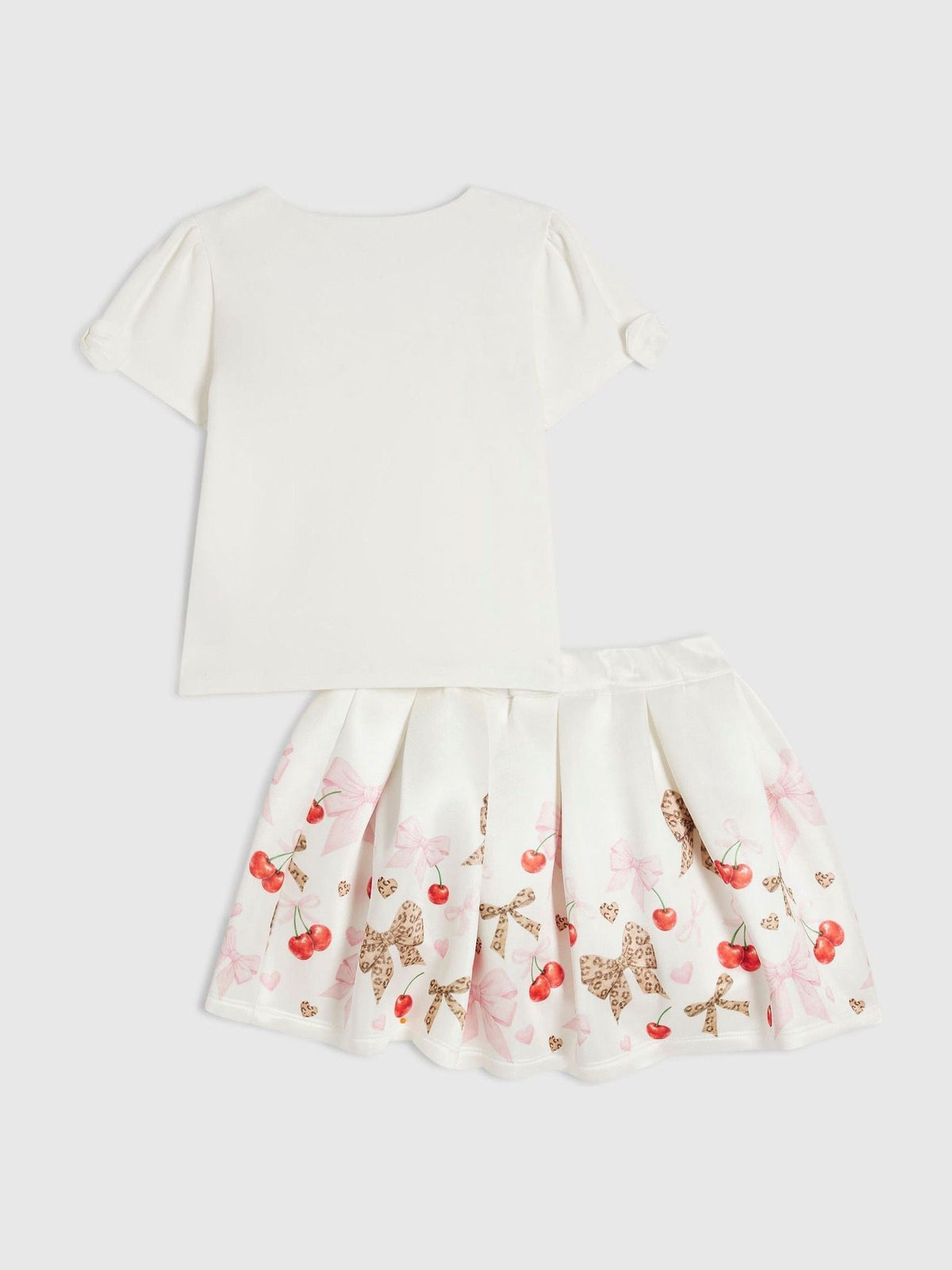 River Island Cream Bow Top & Cherry Skirts Set - image 2