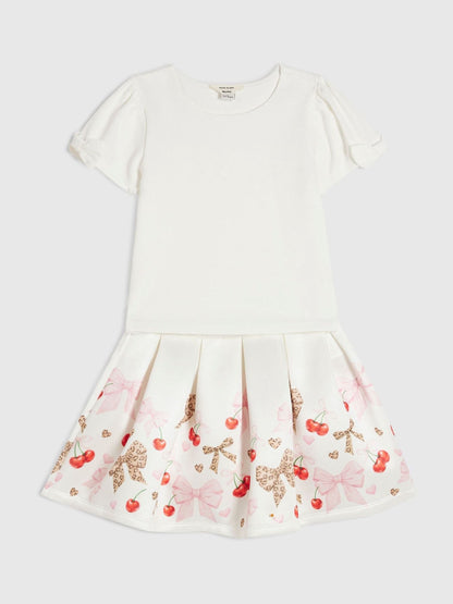 River Island Cream Bow Top & Cherry Skirts Set - image 3