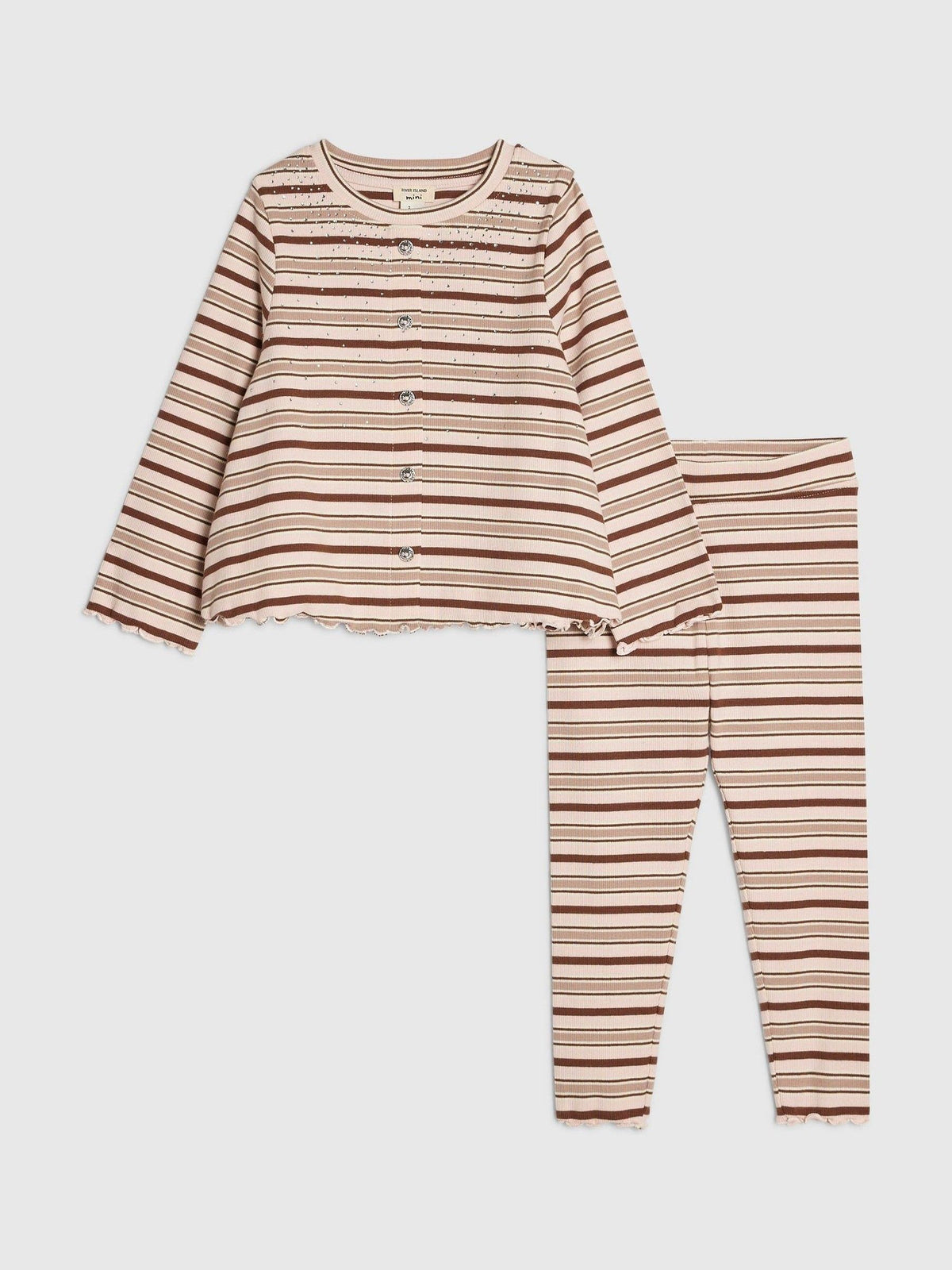 River Island Brown Stripe Hotfix Top & Leggings Set - image 1