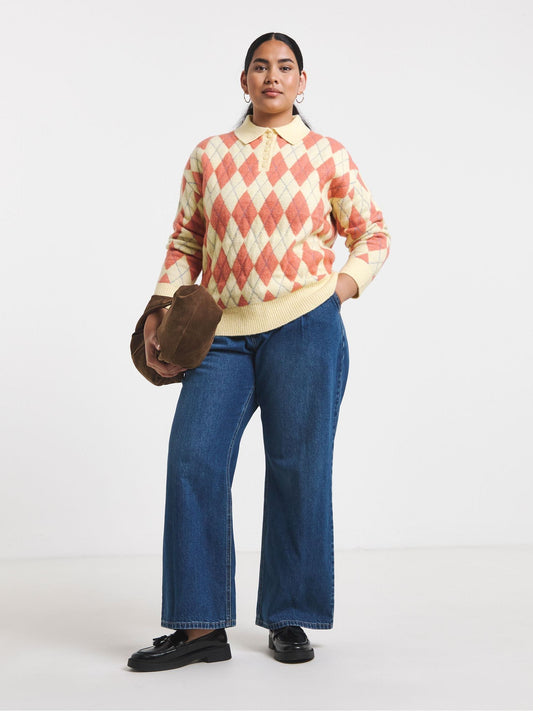 Simply Be Pink Sponge Slouchy V-Neck Jumper - image 1