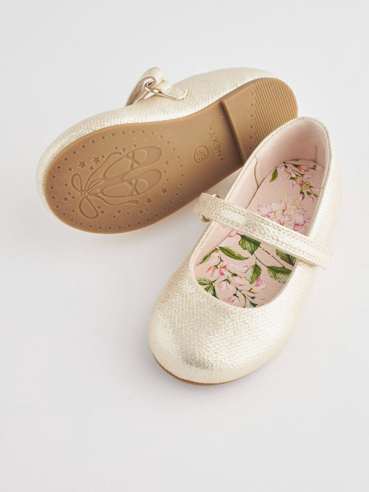 Gold Wide Fit (G) Mary Jane Touch Fastening Occasion Shoes image 1