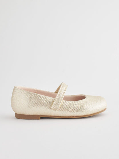 Gold Wide Fit (G) Mary Jane Touch Fastening Occasion Shoes image 3