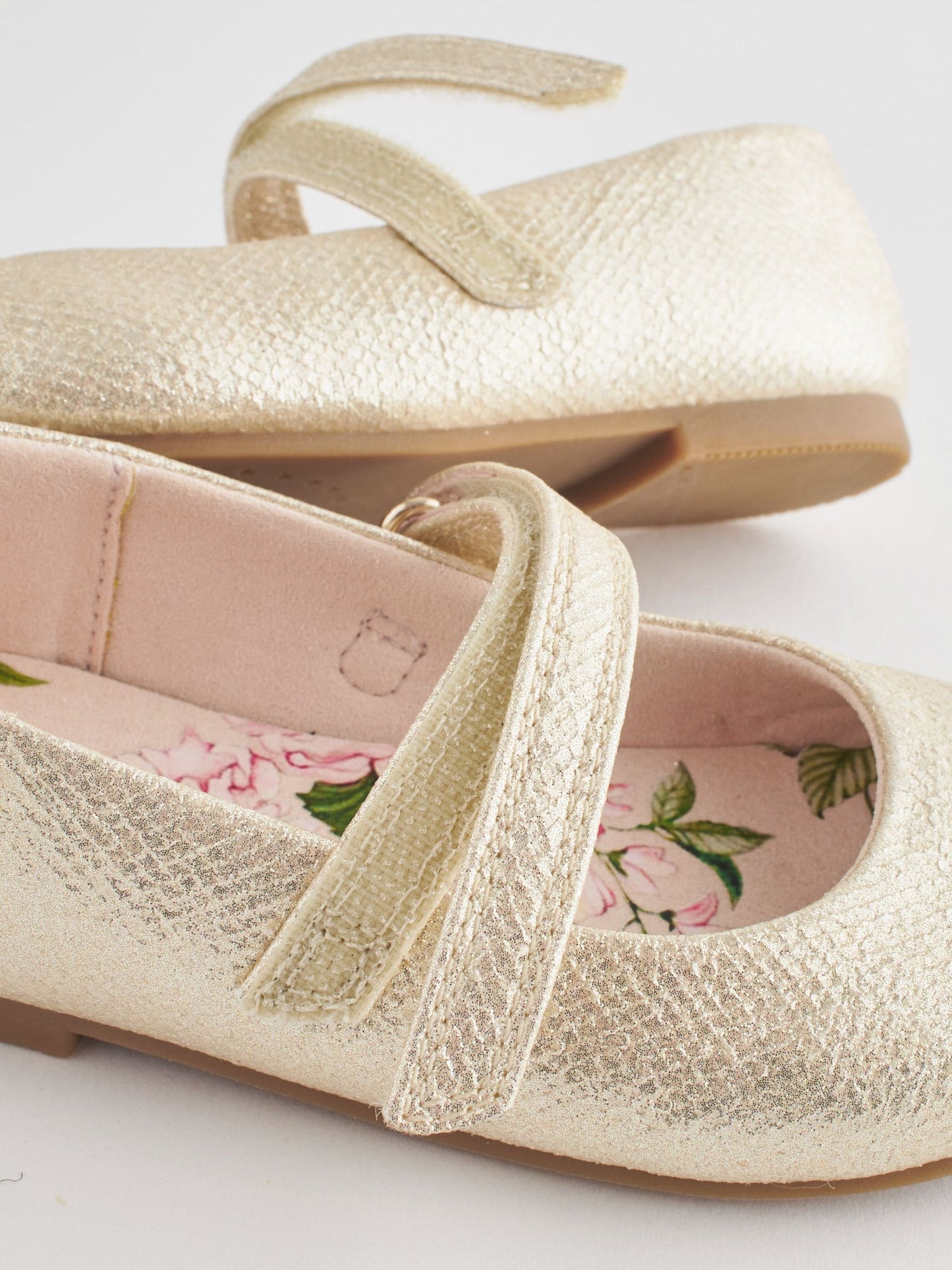 Gold Wide Fit (G) Mary Jane Touch Fastening Occasion Shoes image 5