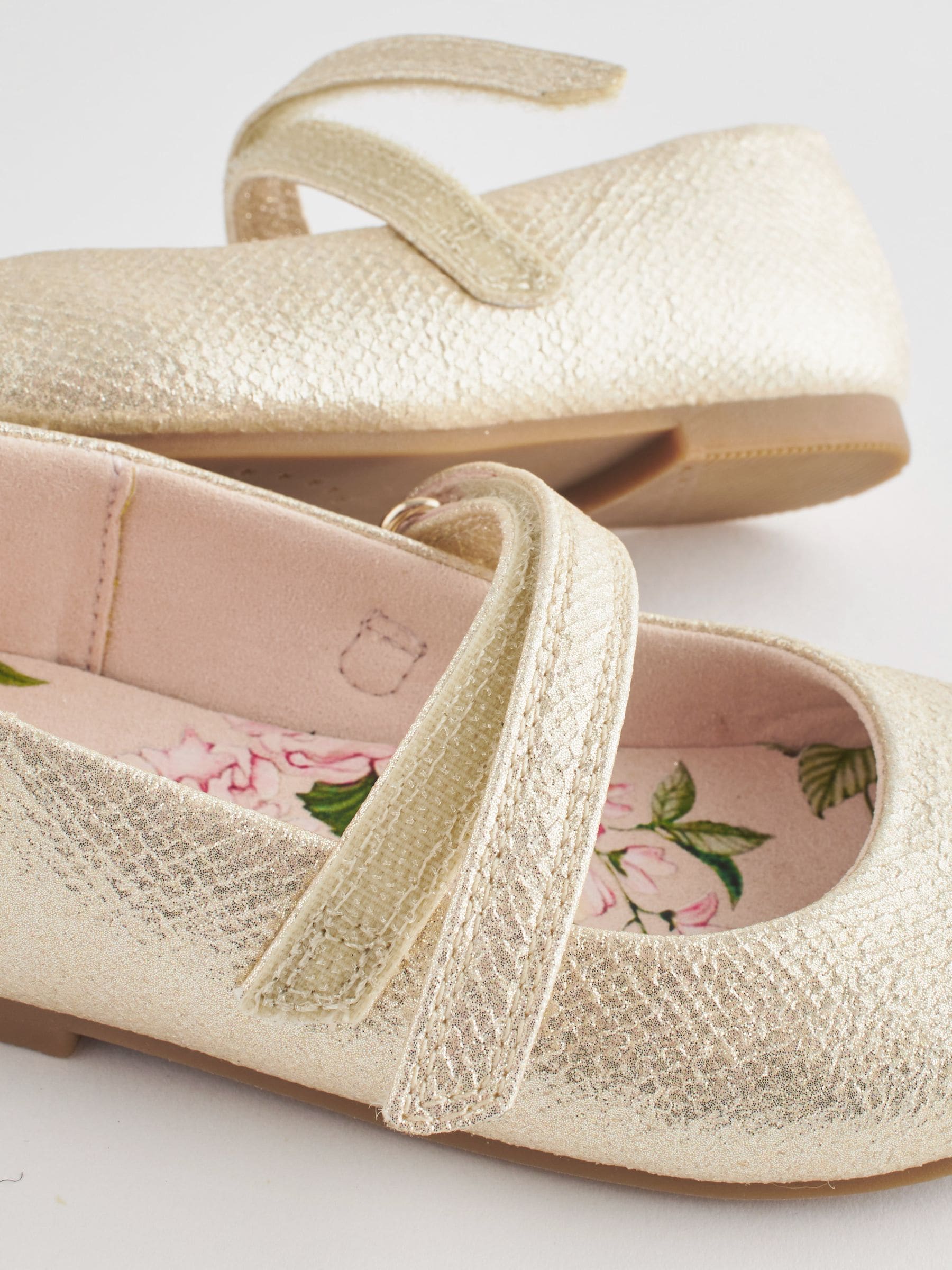 Gold Wide Fit (G) Mary Jane Touch Fastening Occasion Shoes image 5