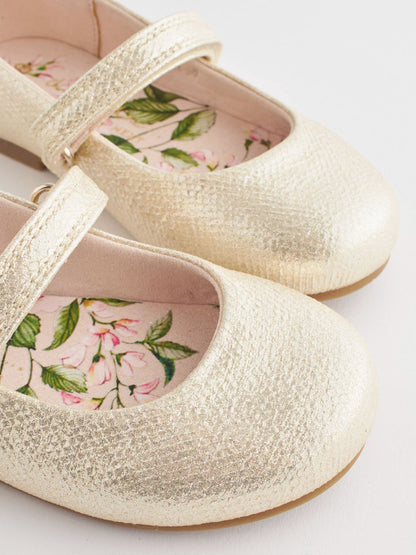 Gold Wide Fit (G) Mary Jane Touch Fastening Occasion Shoes image 6