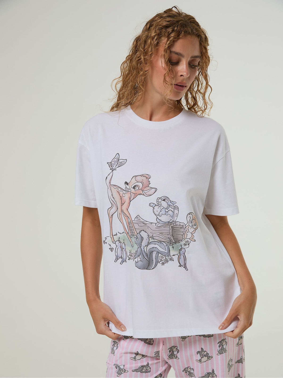 Skinnydip White Disney Bambi T-Shirt and Trousers Set with Eye Mask - image 2