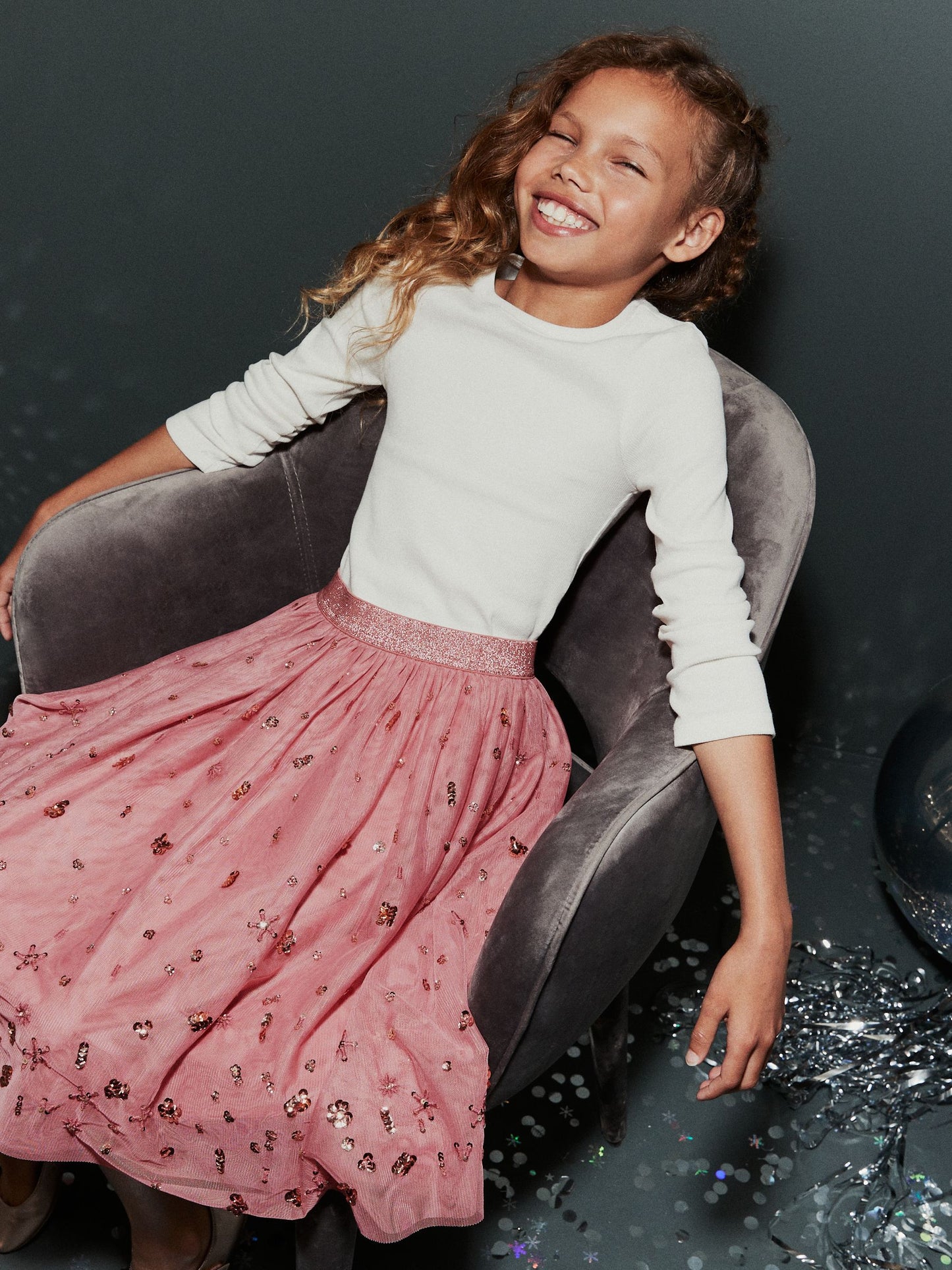 Dsiney Kidz - Ecru White/Cream Long Sleeve Ribbed Top (3-16yrs) image 1