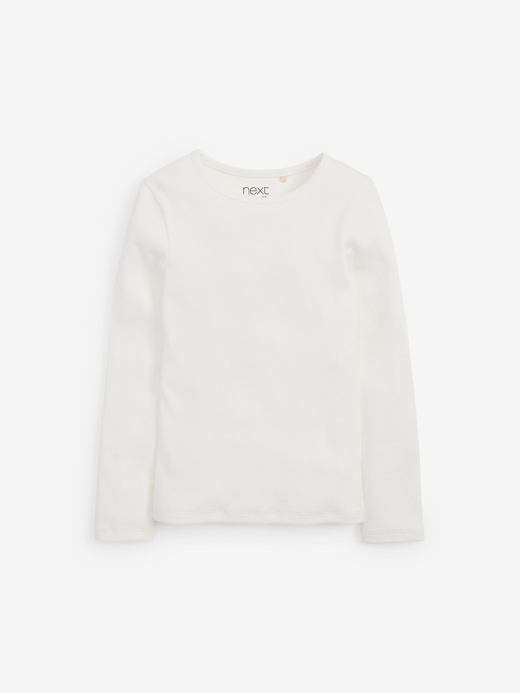 Dsiney Kidz - Ecru White/Cream Long Sleeve Ribbed Top (3-16yrs) image 3