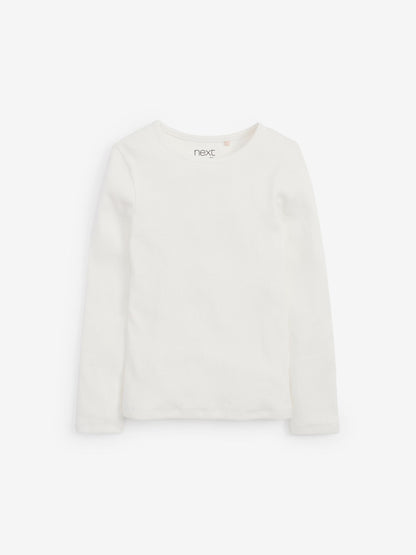 Dsiney Kidz - Ecru White/Cream Long Sleeve Ribbed Top (3-16yrs) image 3