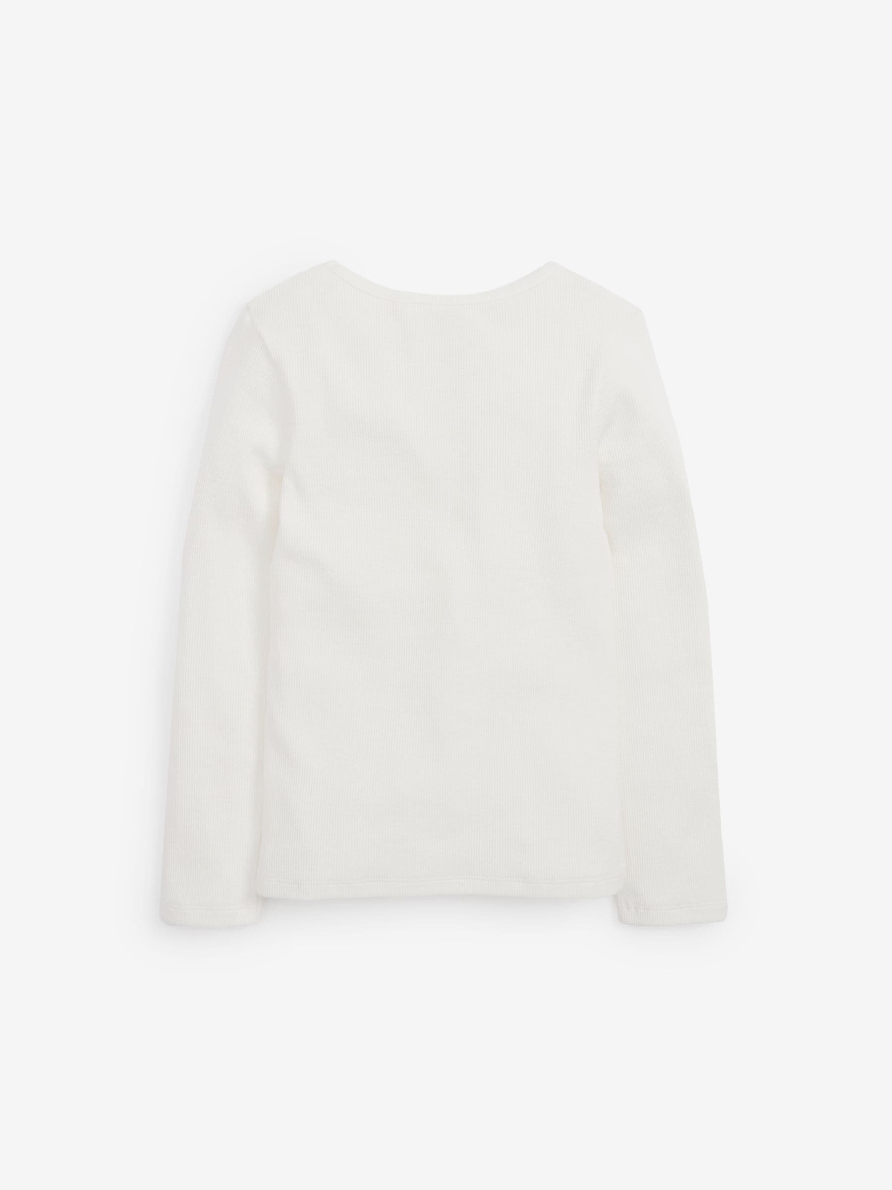 Dsiney Kidz - Ecru White/Cream Long Sleeve Ribbed Top (3-16yrs) image 4