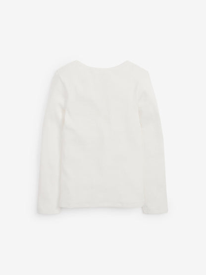 Dsiney Kidz - Ecru White/Cream Long Sleeve Ribbed Top (3-16yrs) image 4