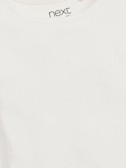 Dsiney Kidz - Ecru White/Cream Long Sleeve Ribbed Top (3-16yrs) image 5