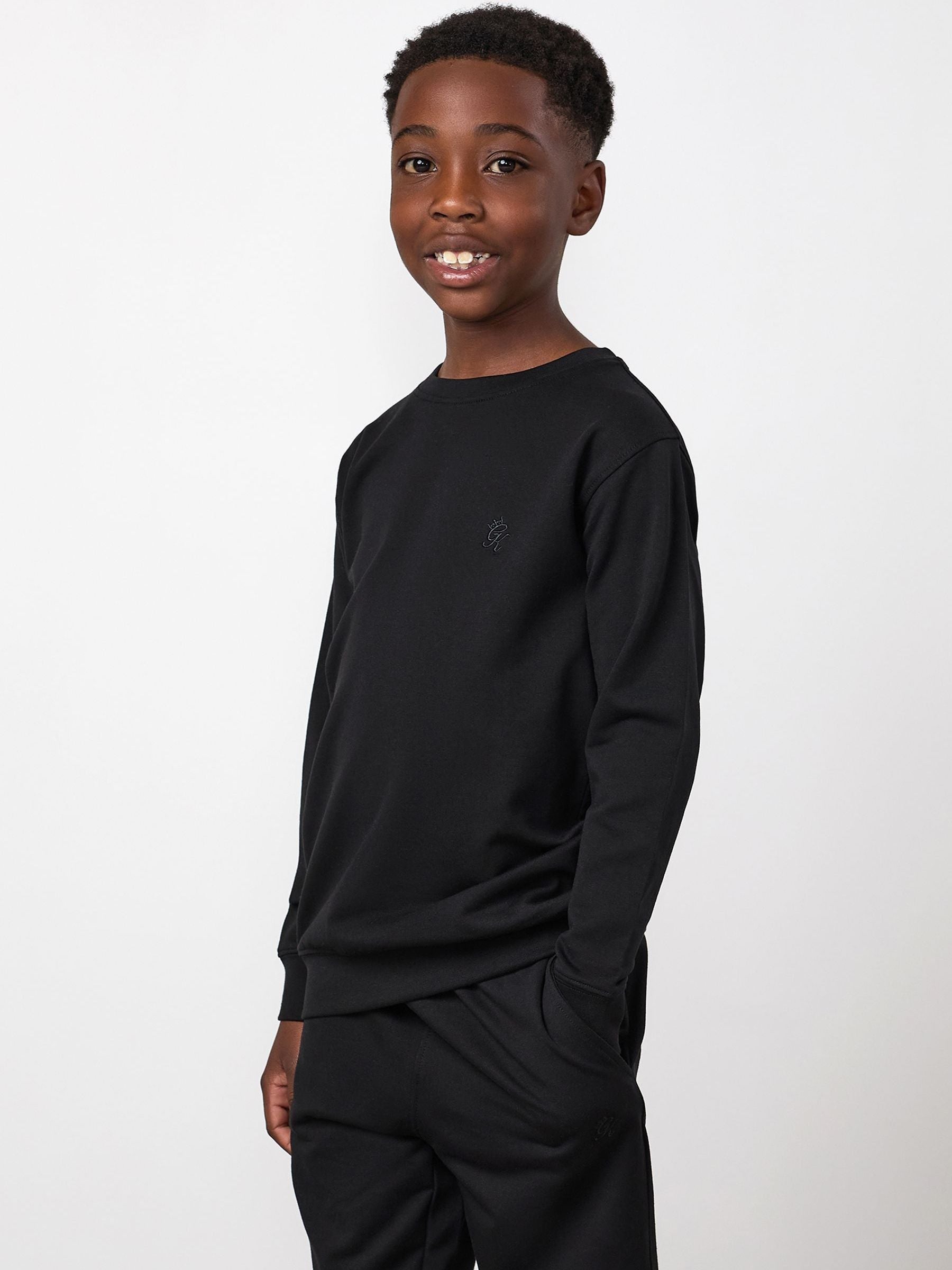 Dsiney Kidz - Gym King Black Victory Loopback Crew Neck Sweat Top image 1