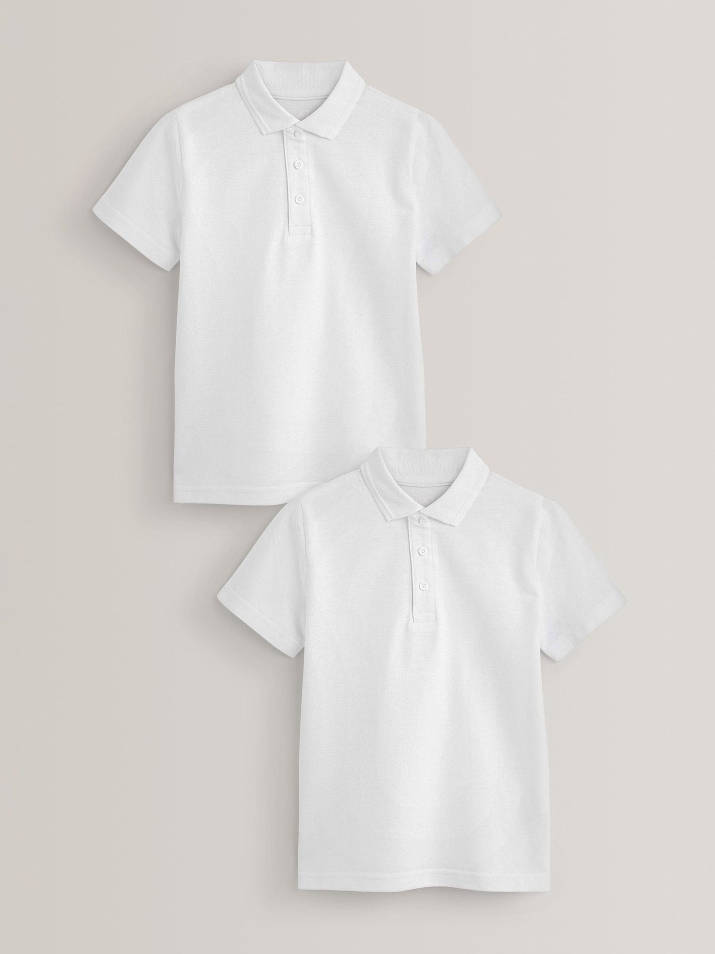 Dsiney Kidz - White Regular Fit Cotton School Short Sleeve Polo Shirts 2 Pack (3-16yrs) image 1
