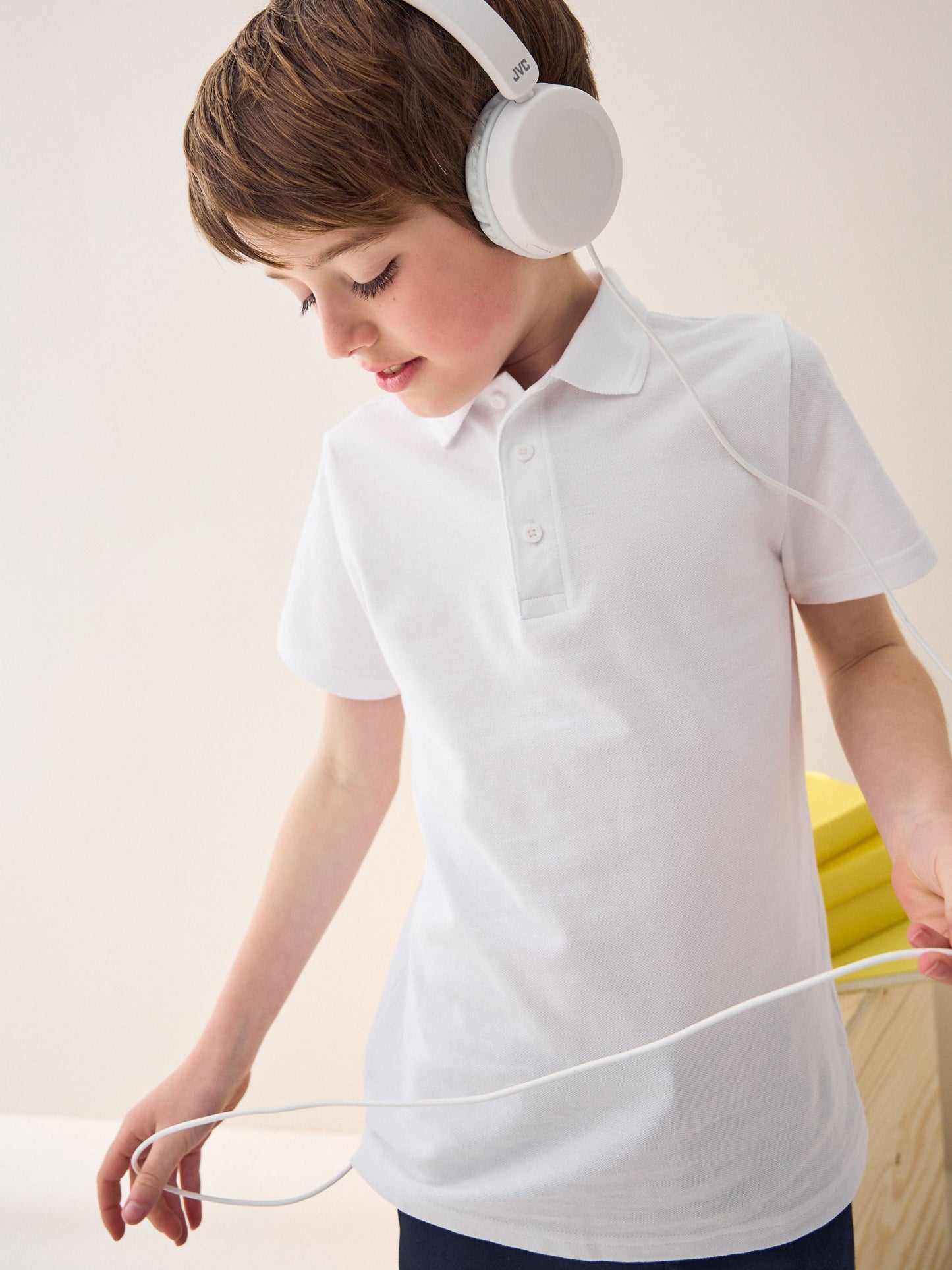 Dsiney Kidz - White Regular Fit Cotton School Short Sleeve Polo Shirts 2 Pack (3-16yrs) image 2