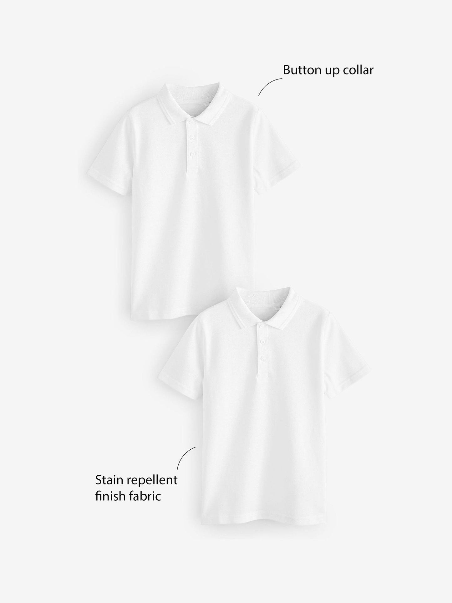Dsiney Kidz - White Regular Fit Cotton School Short Sleeve Polo Shirts 2 Pack (3-16yrs) image 5