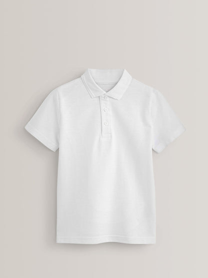 Dsiney Kidz - White Regular Fit Cotton School Short Sleeve Polo Shirts 2 Pack (3-16yrs) image 7