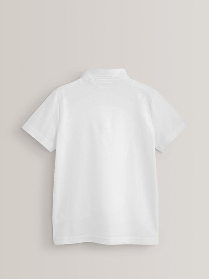 Dsiney Kidz - White Regular Fit Cotton School Short Sleeve Polo Shirts 2 Pack (3-16yrs) image 8