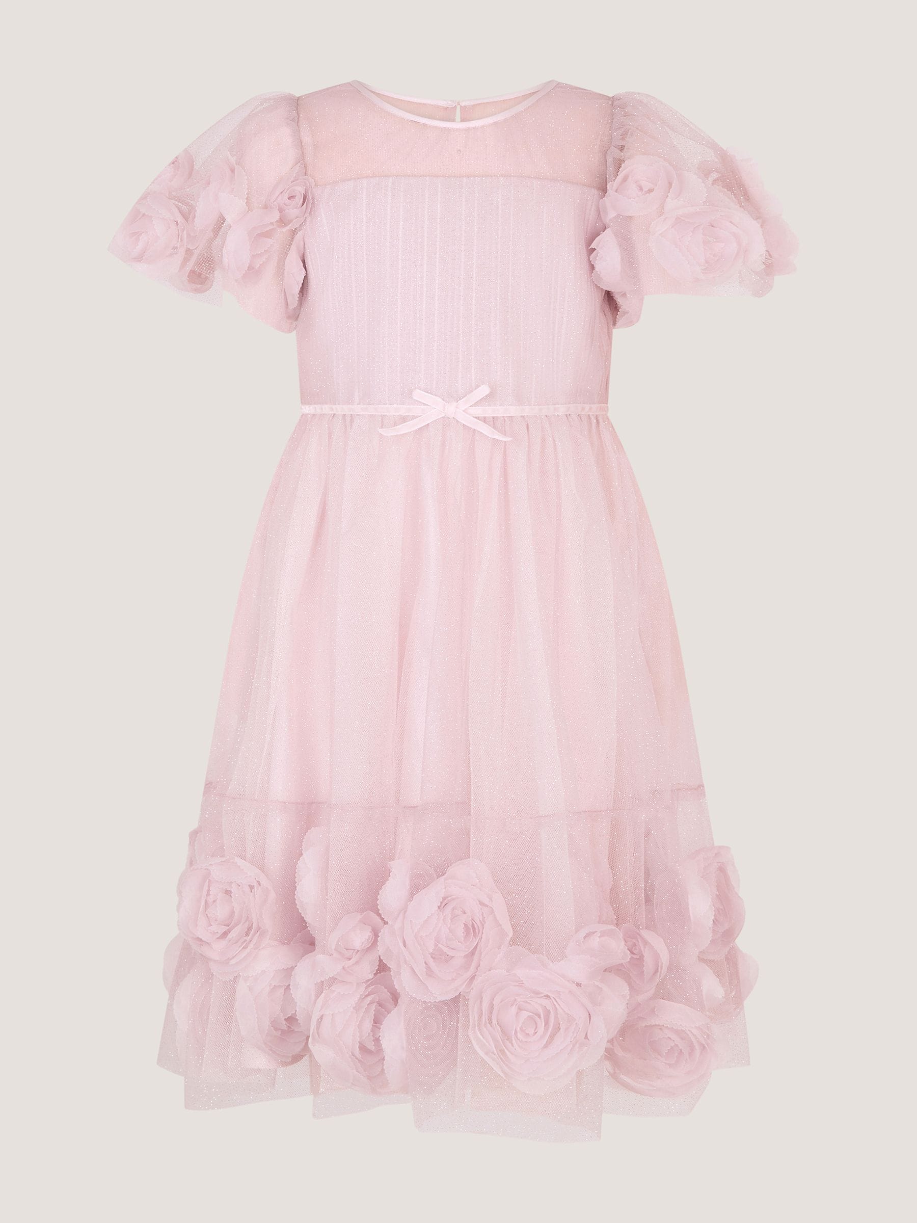 Dsiney Kidz - Monsoon Pink Remi Rose Appliqué Glitter Party Dress image 2