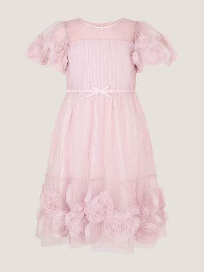 Dsiney Kidz - Monsoon Pink Remi Rose Appliqué Glitter Party Dress image 2