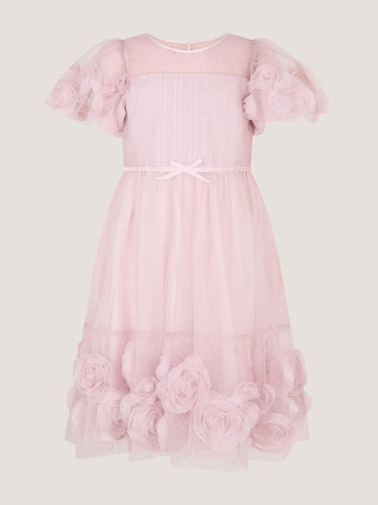 Dsiney Kidz - Monsoon Pink Remi Rose Appliqué Glitter Party Dress image 2