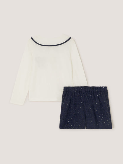 Dsiney Kidz - Monsoon Blue Bow Long Sleeve Top & Skorts Set image 2