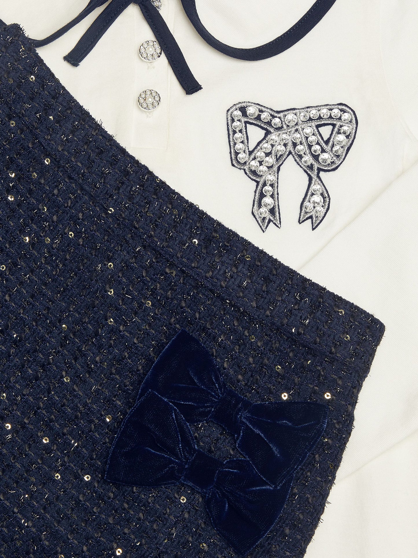 Dsiney Kidz - Monsoon Blue Bow Long Sleeve Top & Skorts Set image 3
