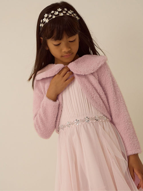 Dsiney Kidz - Monsoon Pink Detachable Collar Fuzzy Cardigan image 1