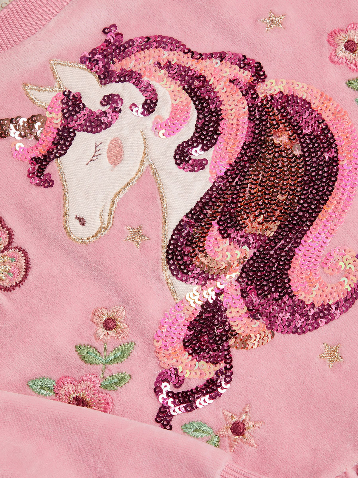 Dsiney Kidz - Monsoon Pink Unicorn Embellished Velour Dress image 4
