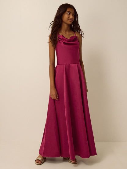 Dsiney Kidz - Monsoon Red Cowl Neck Satin Prom Dress image 1