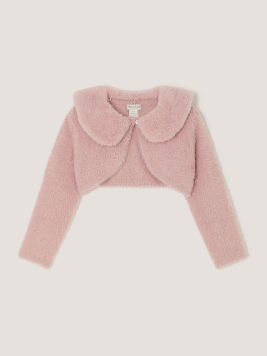 Dsiney Kidz - Monsoon Pink Baby Detachable Collar Fuzzy Cardigan image 1