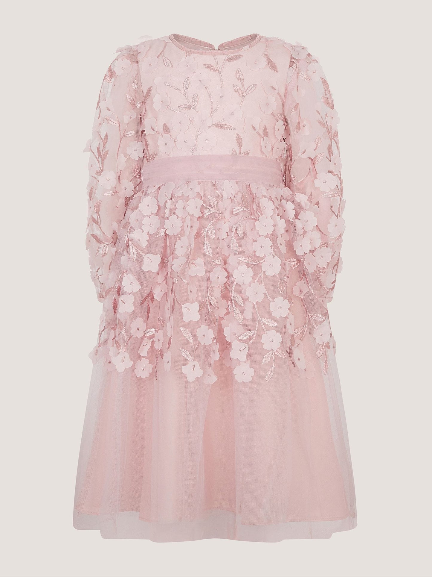 Dsiney Kidz - Monsoon Pink Oona Long Sleeve Floral Appliqué Party Dress image 2