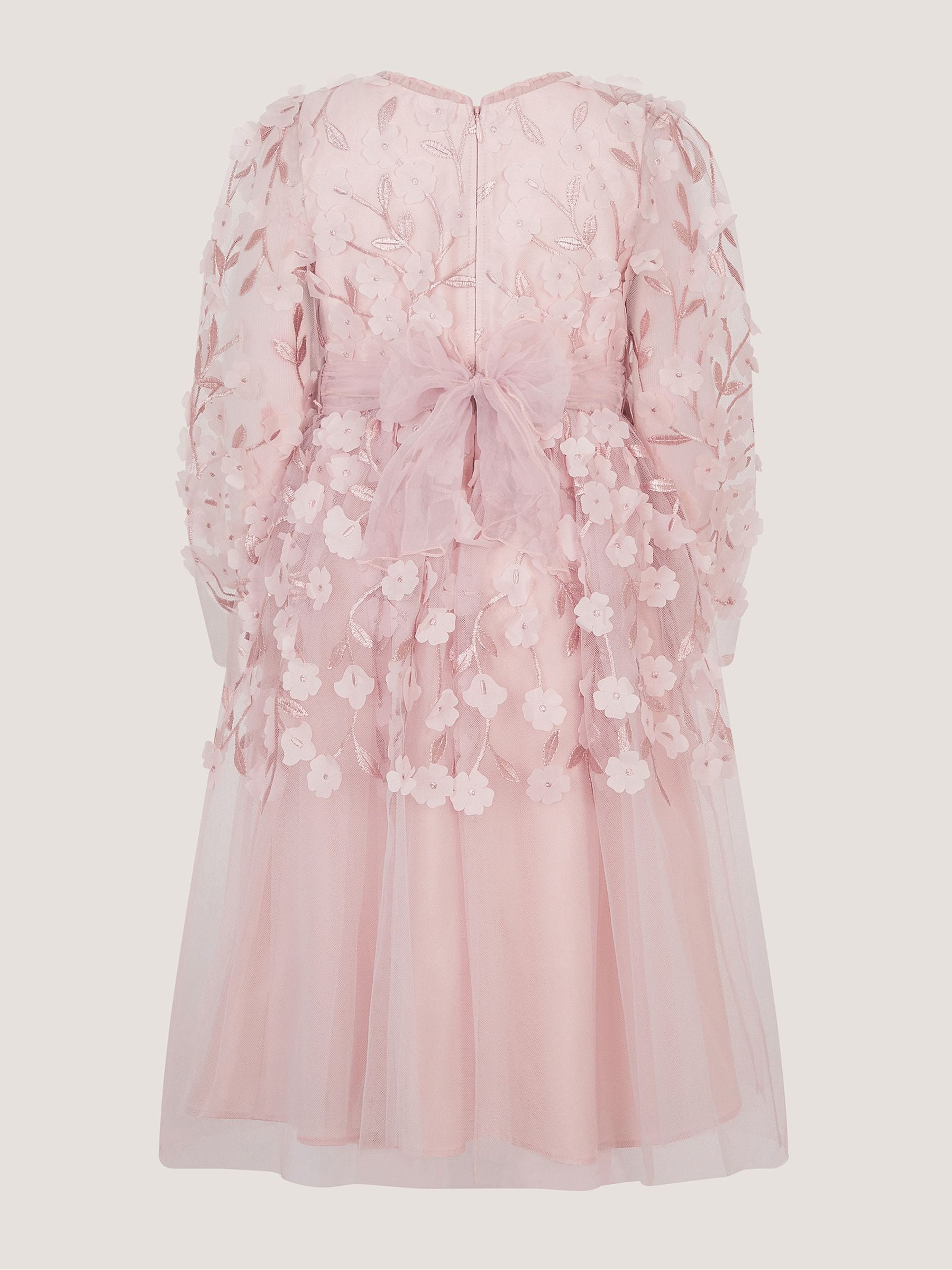 Dsiney Kidz - Monsoon Pink Oona Long Sleeve Floral Appliqué Party Dress image 3