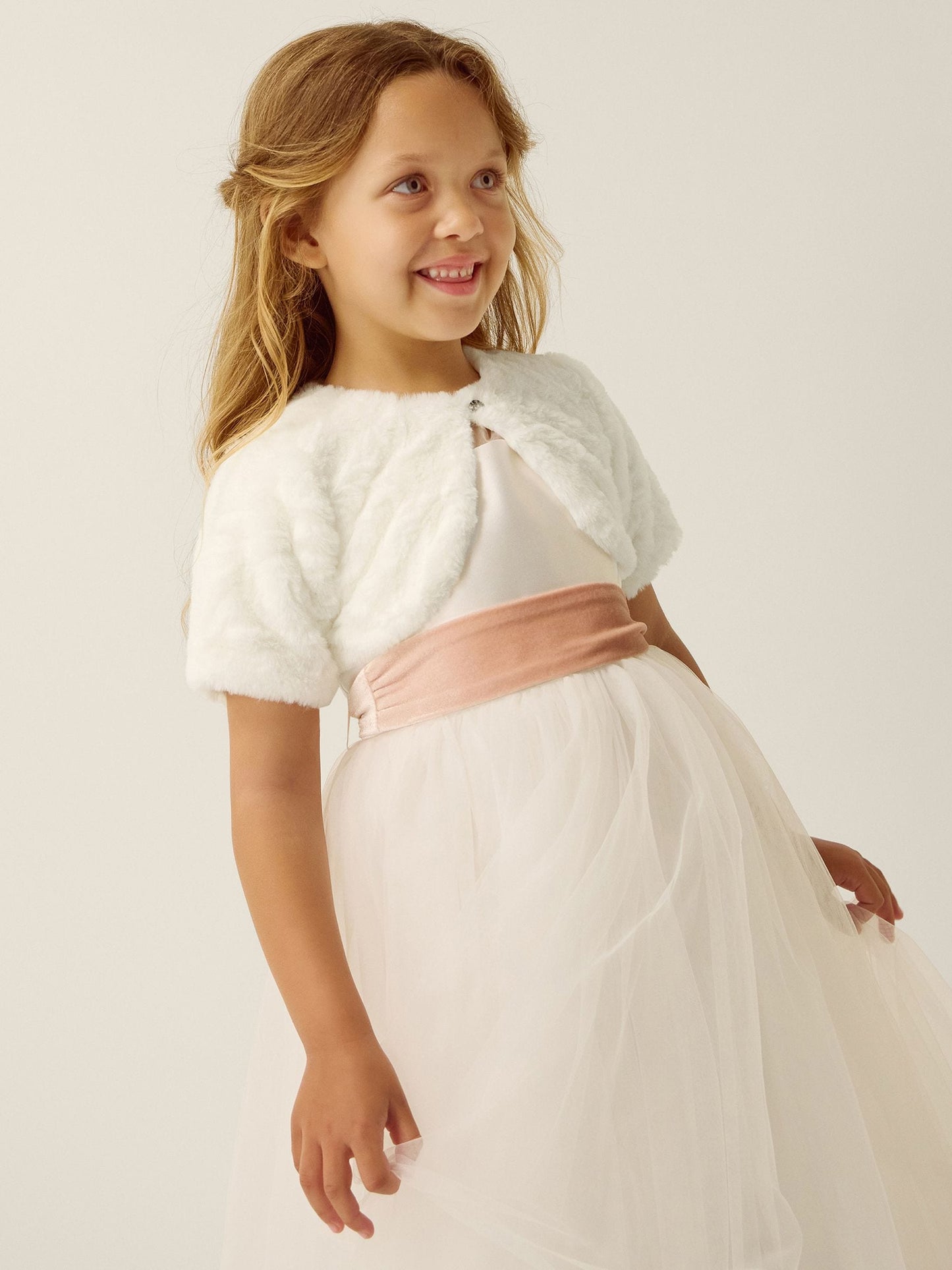 Dsiney Kidz - Monsoon Cream Baby Rose Faux Fur Cardigan image 1