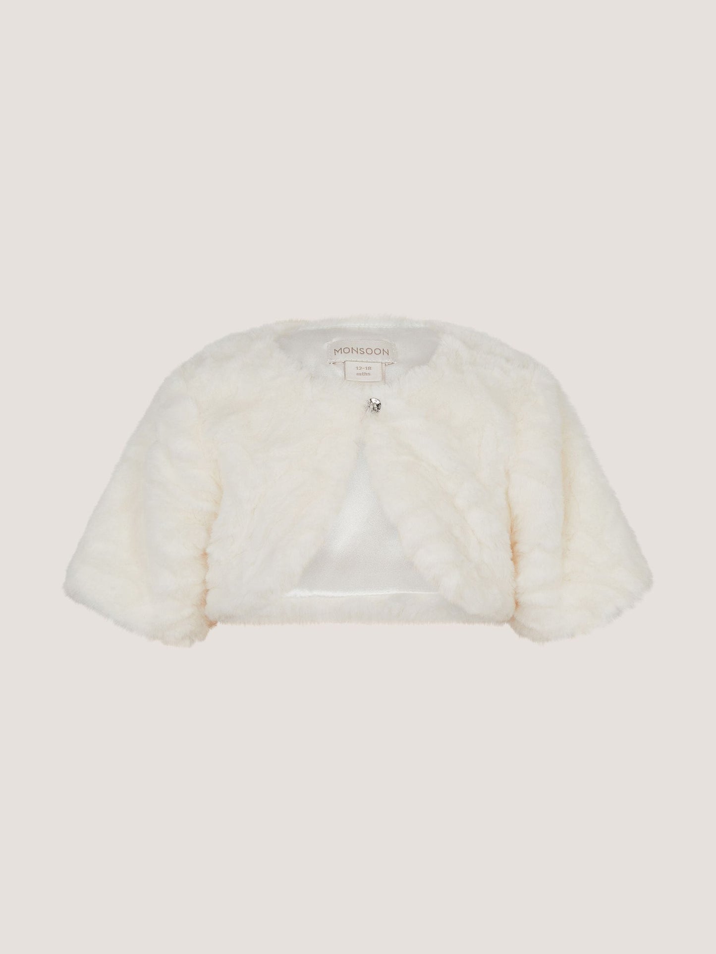 Dsiney Kidz - Monsoon Cream Baby Rose Faux Fur Cardigan image 2