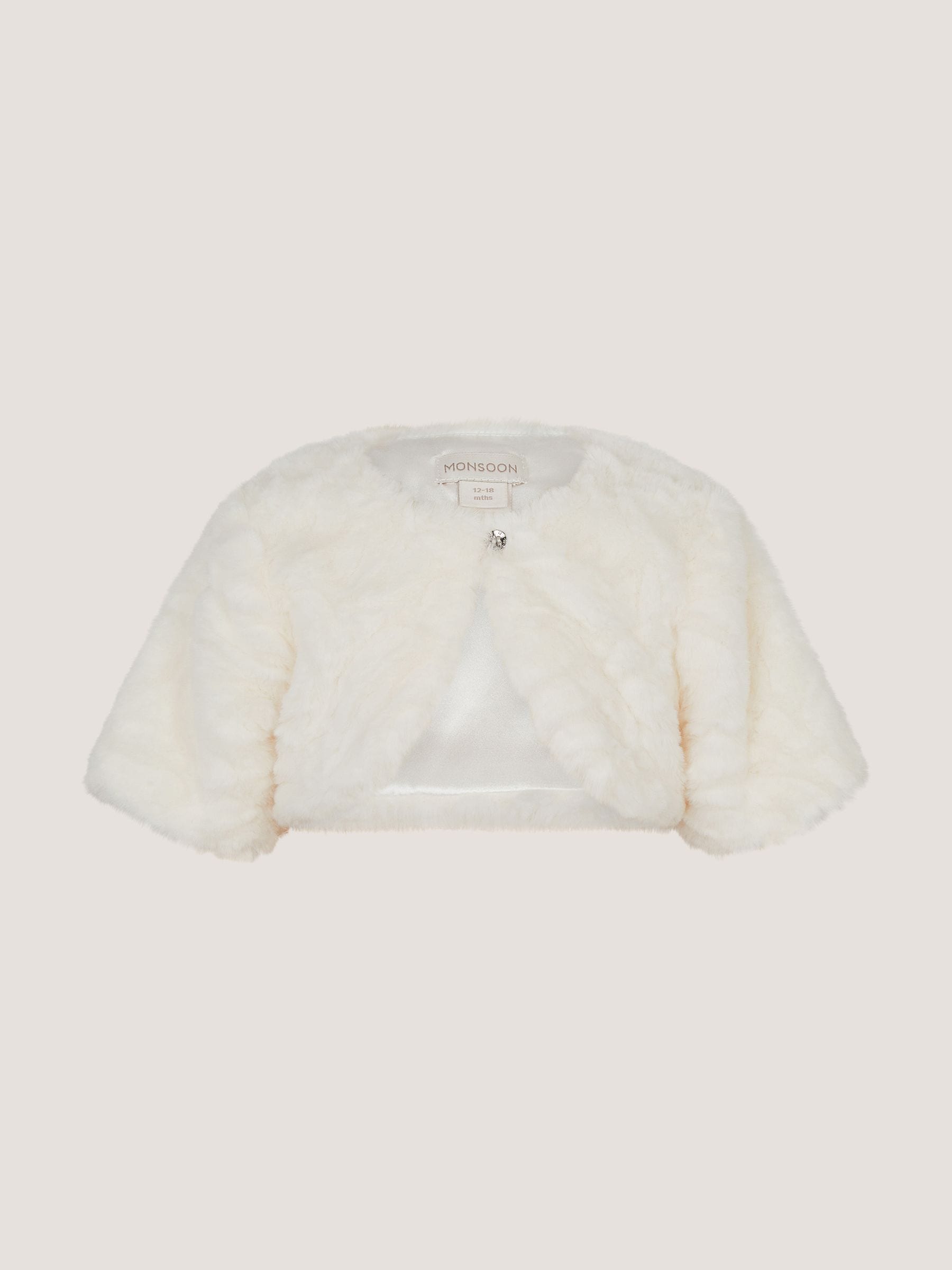 Dsiney Kidz - Monsoon Cream Baby Rose Faux Fur Cardigan image 2
