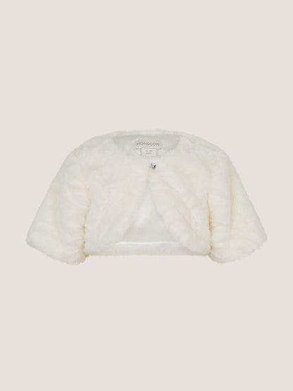 Dsiney Kidz - Monsoon Cream Baby Rose Faux Fur Cardigan image 2