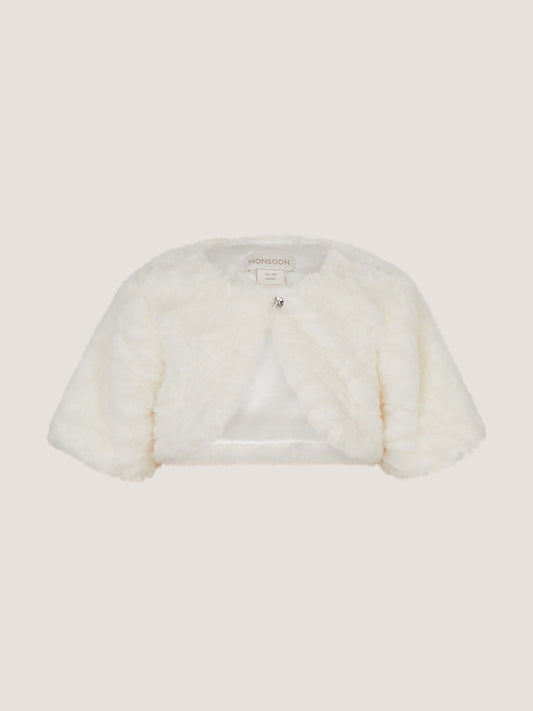 Dsiney Kidz - Monsoon Cream Baby Rose Faux Fur Cardigan image 2
