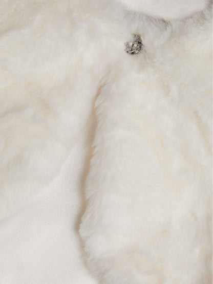 Dsiney Kidz - Monsoon Cream Baby Rose Faux Fur Cardigan image 4